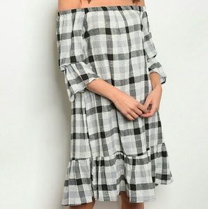 Black and White Gingham Plaid Dress